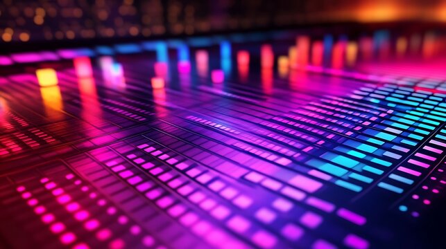 Abstract Neon Digital Audio Visualizer Interface