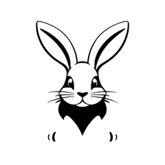 Playful bunny portrait, minimal graphic style, minimalist, isolated on white, centered, frontal.