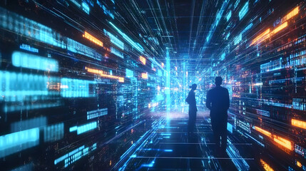 Obraz premium Data exchange digital technology background software development cloud computing Business Intelligence global network Data analysis techician team computer programming internet technol : Generative AI