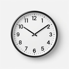 Black and White Minimalist Wall Clock, timeless design, contemporary style for home or office. Isolated on white background