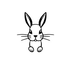 Obraz premium Simplified line drawing of a bunny, featuring prominent ears, whiskers, and a minimalist style.
