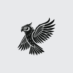 Vintage Owl Logo with Vector Line Art Style
