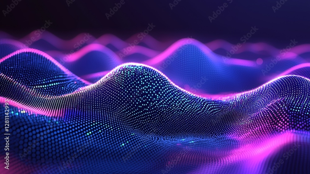 Wall mural a digital abstract background concept with purple lines and grid in a technological perspective.