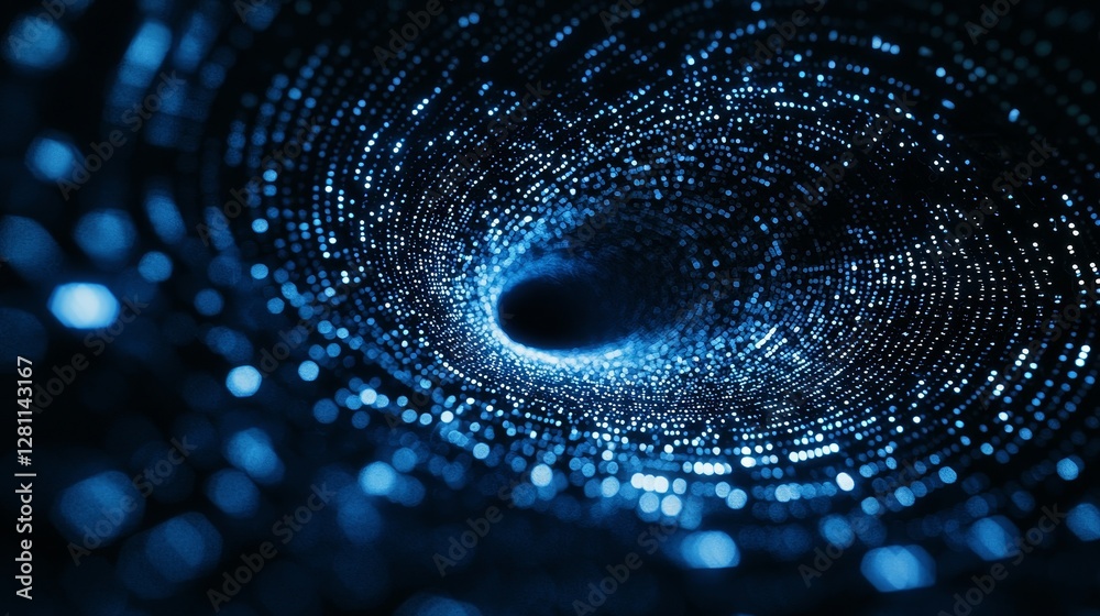 Poster stock technology presents an abstract background with a digital code number to represent programming