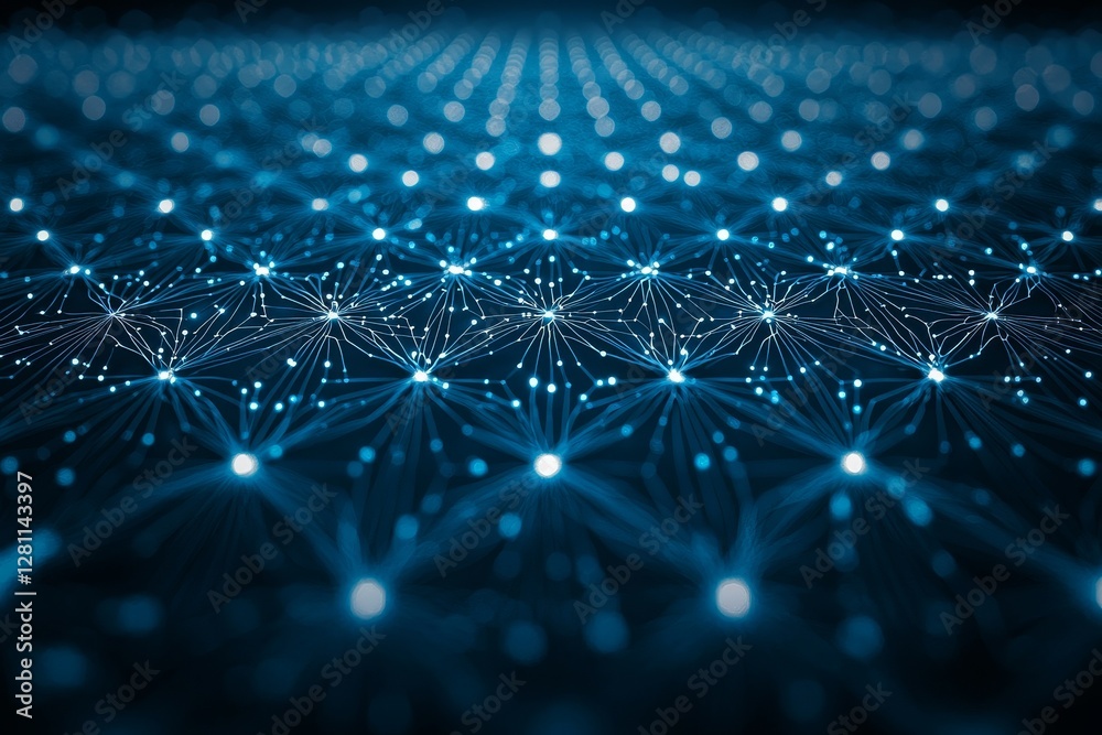 Poster an abstract blue digital technology background with a network connection structure, generated by ai 
