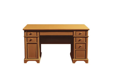 Wooden desk, white isolate background
