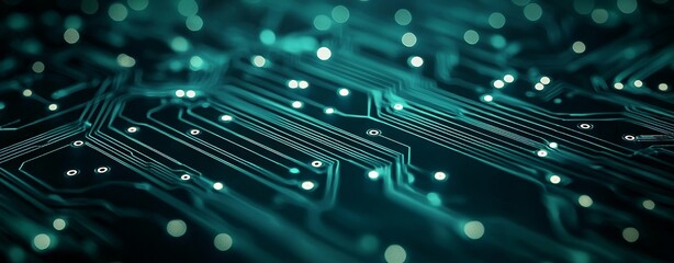 A dynamic and futuristic web design backdrop featuring a dark, textured background with glowing green and blue circuit patterns, ideal for digital products or cybersecurity.