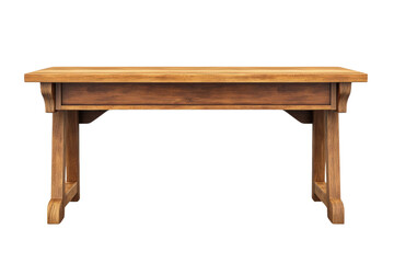 Wooden table on white isolated background