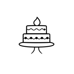 Simple, elegant birthday cake with candle, minimalist design on white background.
