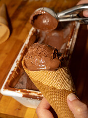 Ice cream scoop and cone