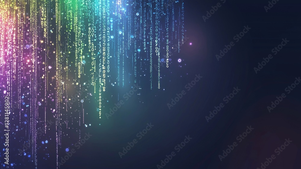  abstract green digital binary code matrix texture serves as the background for the concept of techno
