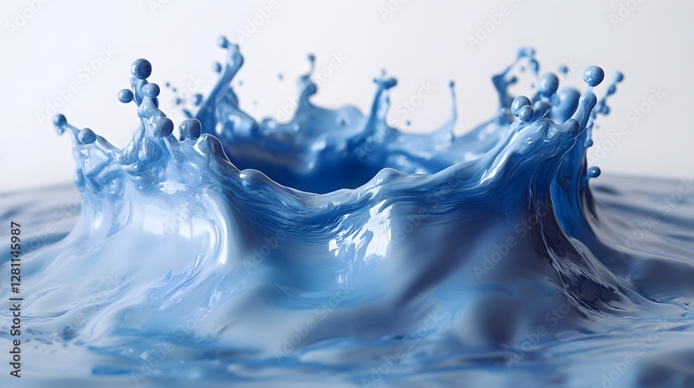 Aufkleber A powerful and dynamic splash of fresh blue water creating mesmerizing shapes  patterns  and textures  The image showcases the fluid motion  transparency  and vibrant colors of the water