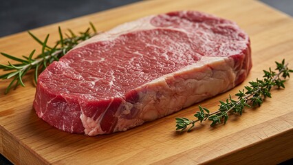 Fototapeta premium Raw ribeye steak with fresh herbs
