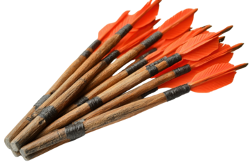 Arrows with orange fletching, white isolate background
