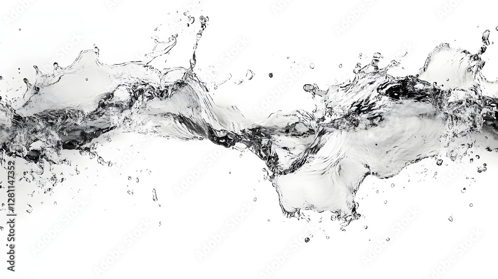 Poster Abstract background with dramatic flowing water splash transparent droplets and chaotic movement  Fluid dynamics hydrology and nature concept