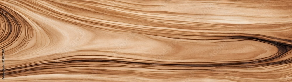 Poster Abstract background with smooth wooden swirling curves and organic striped patterns  Fluid dynamic movement and rhythm create a visually composition with warm natural tones and textures