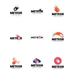 Set of Meteor logo template design isolated on white background.