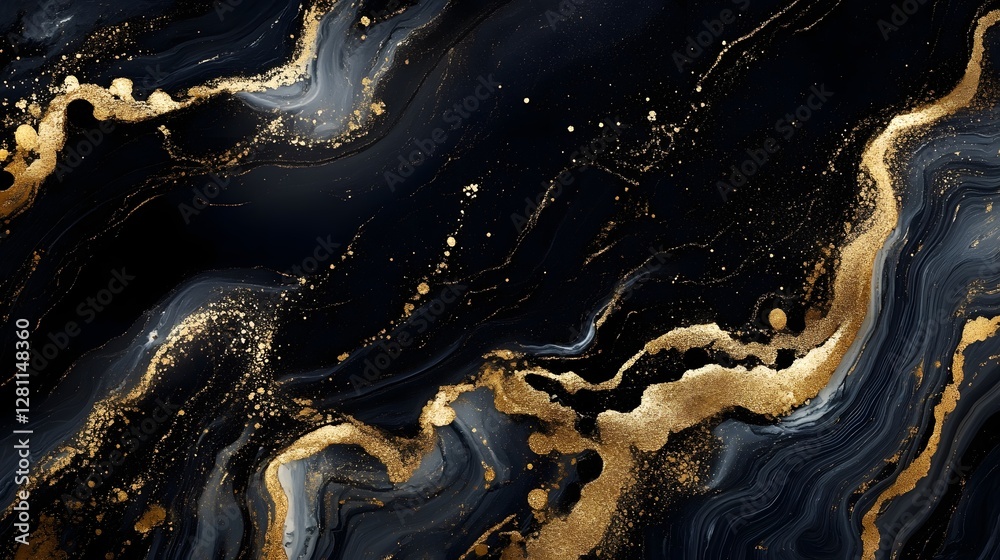 Leinwandbilder abstract golden and black marble texture with dynamic movement and flowing patterns luxury creative 