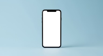 Smartphone Mockup: Blank Screen, Minimalist Blue Background