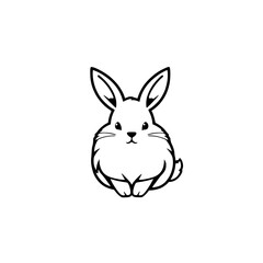A stylized and adorable bunny vector illustration with thick black outlines on a white background.