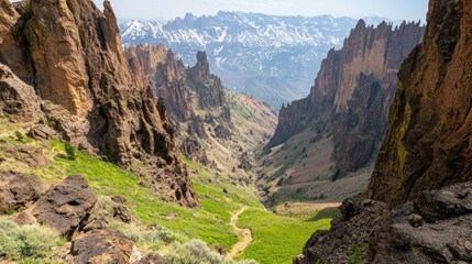 Fototapeta premium Majestic Mountain Valley Scenic Canyon Landscape