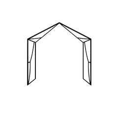 Minimalist Archway Sketch: Geometric, Black-and-White, Angled, Abstract, Minimalist Design, Isolated.