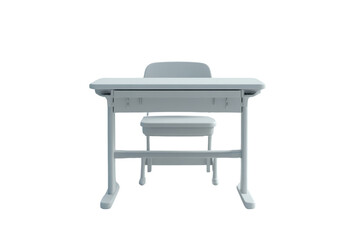 Desk and chair on white isolated background