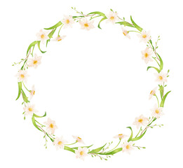 daffodil flowers watercolor wreath frame