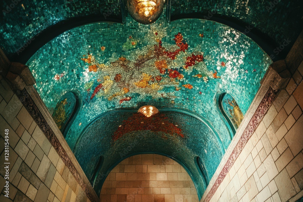 Poster Teal Mosaic Ceiling Archway Interior Design