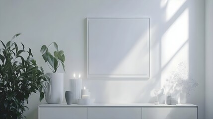 Fototapeta premium Elegant Modern Wall Art Mockup for Clean Home Entryway Design