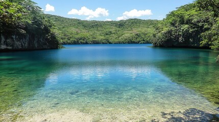 Serene Lagoon Tropical Paradise Crystal Clear Waters Lush Greenery
