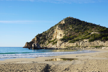 The panorama of Finestrat beach in Benidorm, Spain