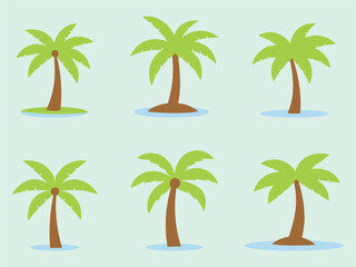 Fototapeta premium Tropical Palm Tree Island Vector Illustration - Minimalist Nature Design.