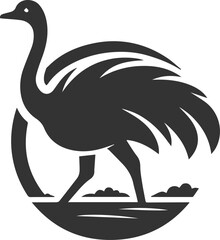 Ostrich stretching its long neck forward animal silhouette vector