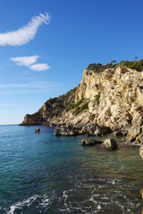 The panorama of Finestrat beach in Benidorm, Spain