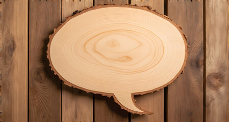 Wooden Speech Bubble on Rustic Wood