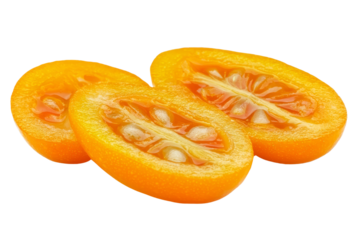 Fresh Sliced Yellow Tomato on White Background for Culinary Use and Recipes