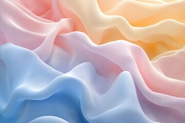 Obraz premium Pastel fabric waves, flowing silk texture background.