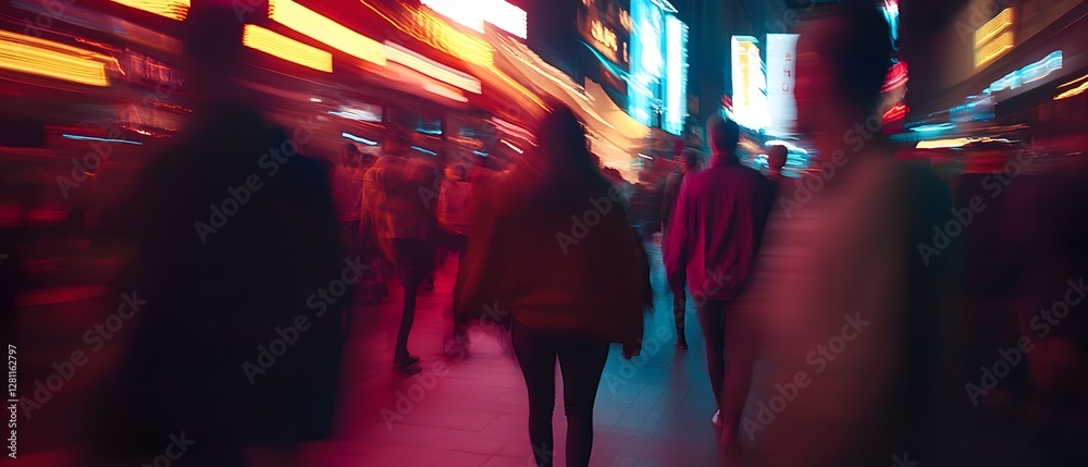 Aufkleber blurred motion captures the dynamic energy and fast paced atmosphere of a bustling city street at ni