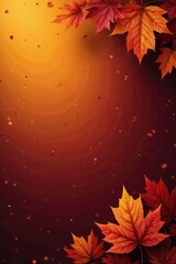 Autumnal splendor vibrant maple leaves falling against a warm, rich backdrop, perfect for seasonal designs and celebrations.