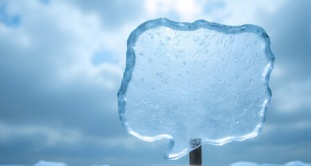 Ice Speech Bubble Against Cloudy Sky