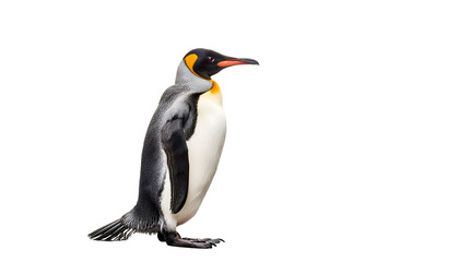 Obraz premium Full-body portrait of a penguin standing, on transparent background, PNG file