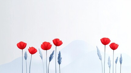 Obraz premium Abstract poppy flowers on pastel background, artistic illustration, peaceful scene, suitable for design or wallpaper