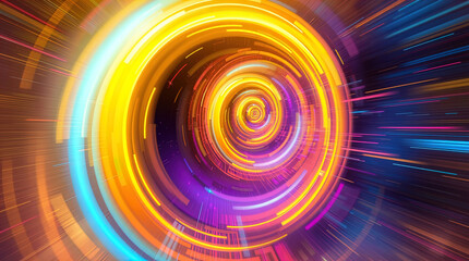 Obraz premium abstract astral corridor-portal with bright neon light effects, spirals of light