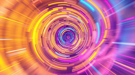 abstract astral corridor-portal with bright neon light effects, spirals of light