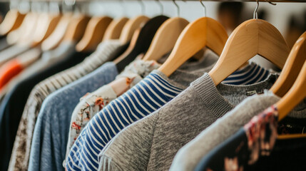 Fototapeta premium A row of clothes on hangers.