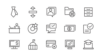 Headhunting line icon set. Career, resume, interview, candidate, analysis, email, diploma, leadership, briefcase, video calls, agendas line icon set. UI thin line icon pack.