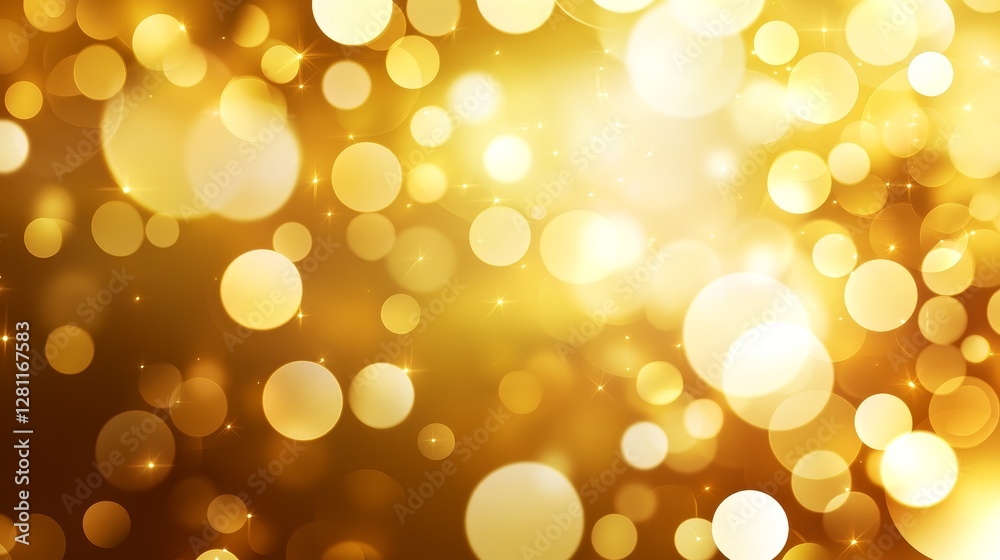 Poster soft bokeh lights in golden background with overlapping circles and blur