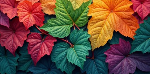 Fototapeta premium Abstract artistic composition of overlapping vine leaves, design, botanical