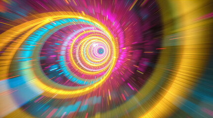 Obraz premium abstract astral corridor-portal with bright neon light effects, spirals of light